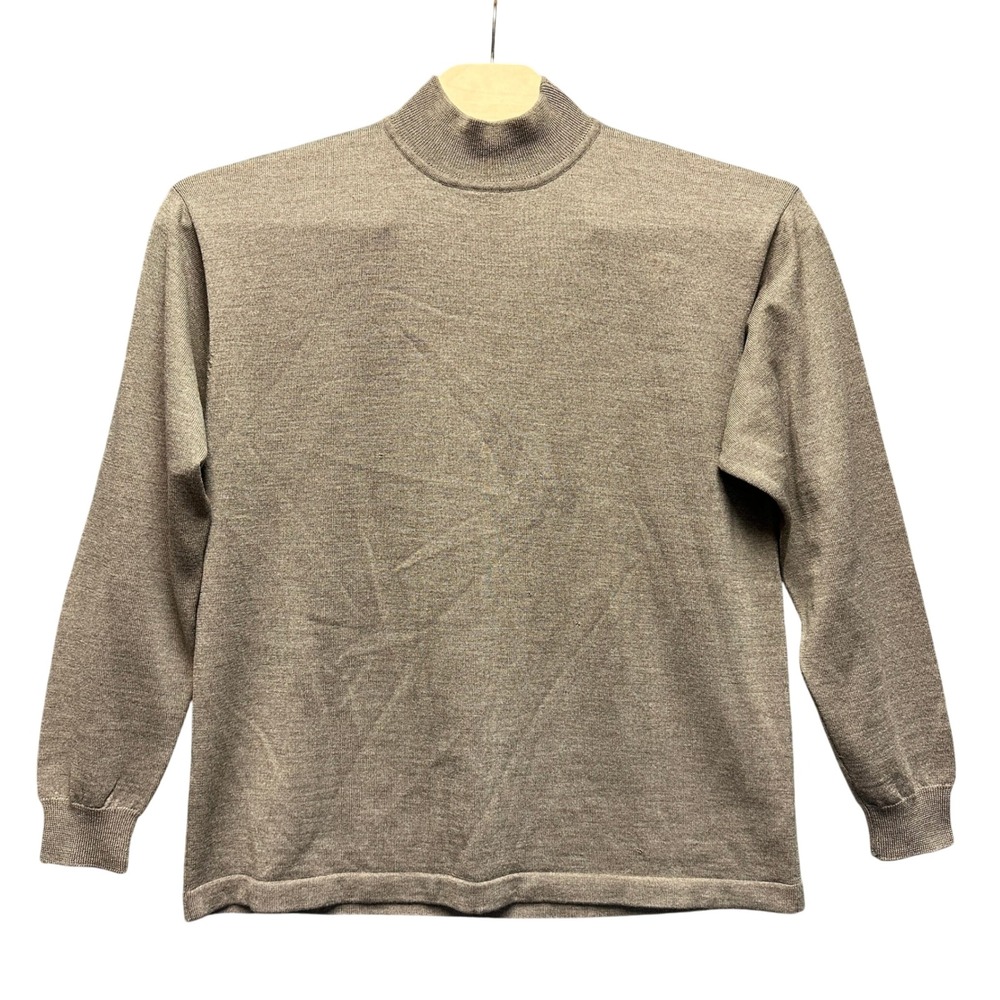 Country Road Mens Large Taupe Brown 100% New Wool Mock Neck Knit Sweater L